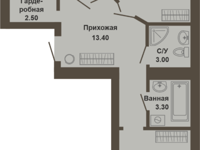 2-комнатная квартира, 67,5 кв.м.