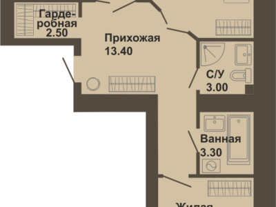 2-комнатная квартира, 67,5 кв.м.
